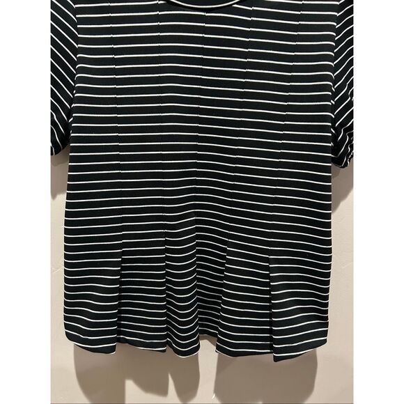 Anthropologie Maeve Corset Peplum Top ~ Striped b/w Maeve peplum top - Picture 2 of 4